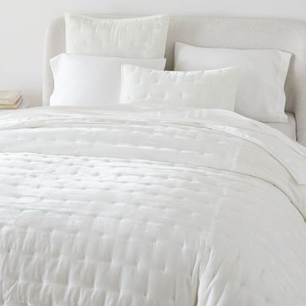 West Elm White Velvet Comforter